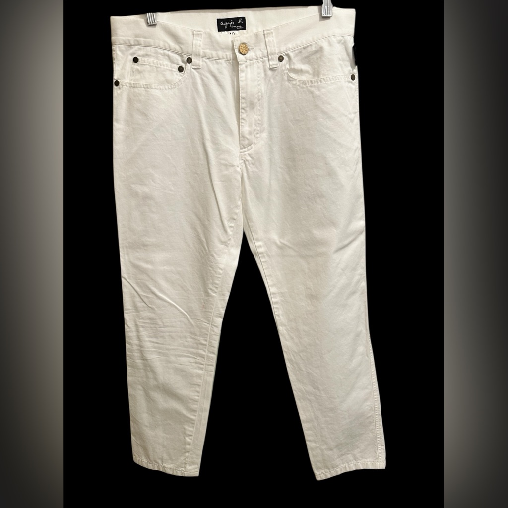 Agnes B White Slim Straight Jeans Classic Style Size 40 Fr